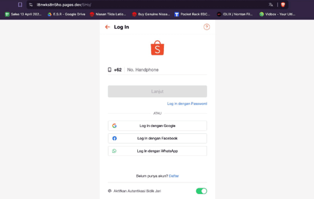 Fake Shopee Security Message via WhatsApp