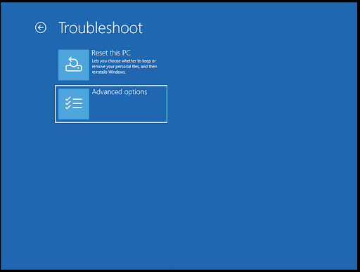 Enter advanced options menu.