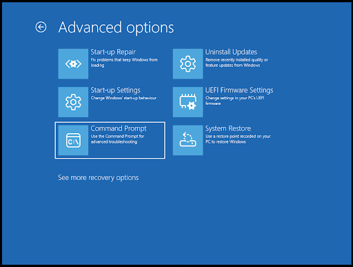 Enter command prompt menu.